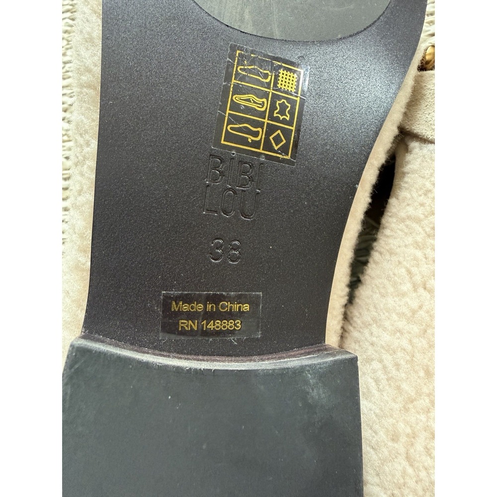 Bibi Lou Anthropologie Marcella Sherpa Teddy Loafers 38/8. Coastal Gold Hardware - Picture 5 of 8